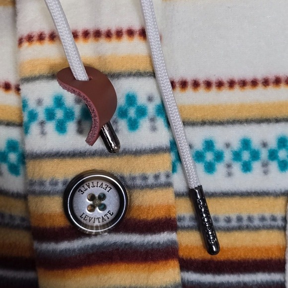 Levitate Mens Sweater Small Hooded Pullover Long Sleeve Striped Surfer Beach - Picture 4 of 12